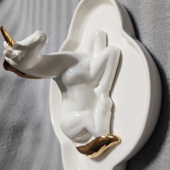 White and Gold Unicorn Trinket Dish - Picture 2 of 3